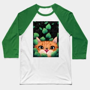 Cat in the leaves Baseball T-Shirt